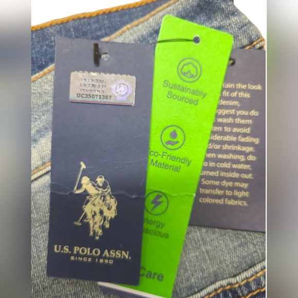 U.S. POLO ASSN. JEAN SHORTS MENS SIZE W36 BLUE DENIM ACTIVATE STRETCH NEW - Picture 9 of 9